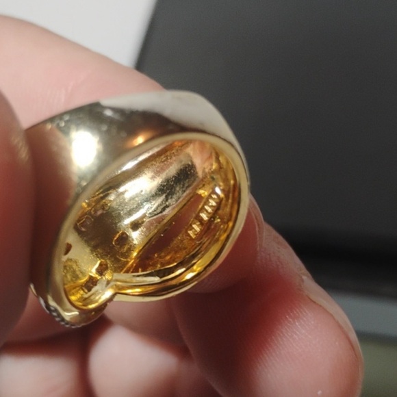 KRN-BR Made Crossover Cocktail Ring Gold With Crystal Accents Size 7 - Picture 8 of 11